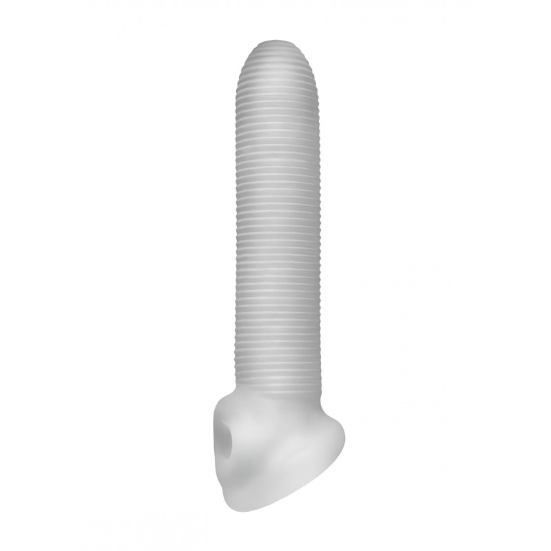 Perfect Fit Fat Boy Micro Ribbed - fehér vastagító péniszköpeny (19 cm) 158744 termék bemutató kép