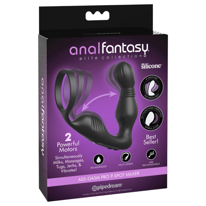 Pipedream Anal Fantasy Elite - prosztata vibrátor péniszgyűrűvel (fekete) 136988 termék bemutató kép