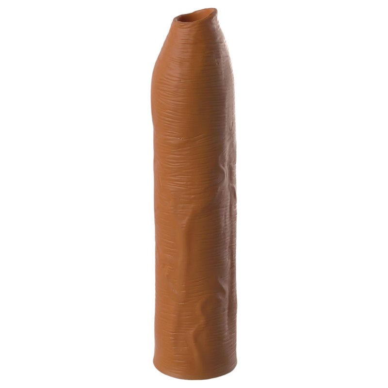 Pipedream X-TENSION Elite - méretezhető nyitott péniszköpeny (sötét testszínű) 136759 termék bemutató kép