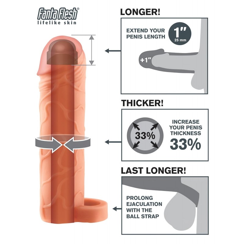 Pipedream X-TENSION Perfect 1 - heregyűrűs péniszköpeny (17,7 cm, testszínű) 144458 termék bemutató kép