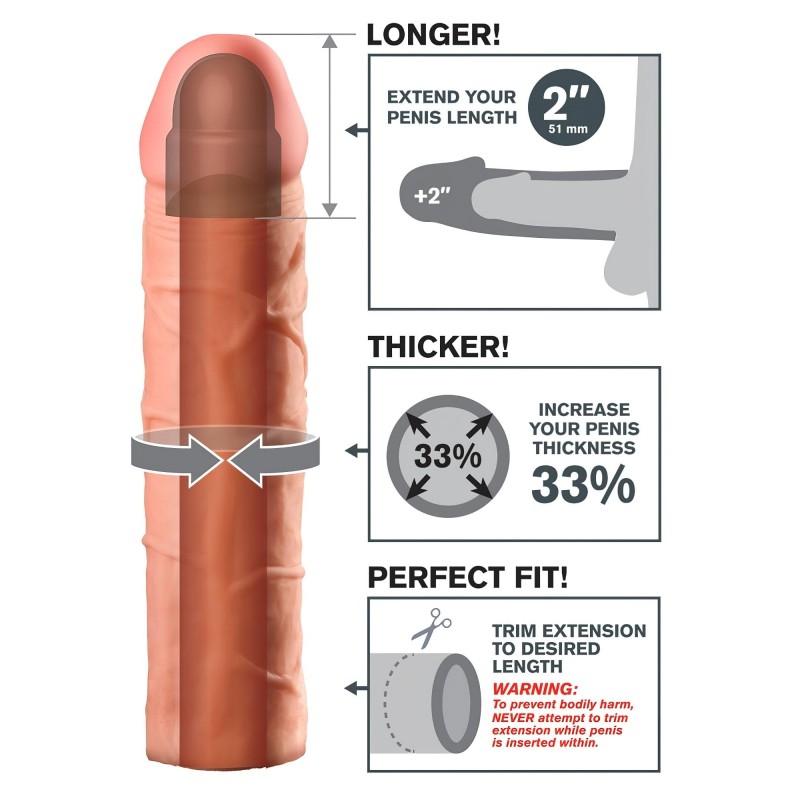 Pipedream - X-TENSION Perfect 2 - élethű péniszköpeny (20,3 cm, testszínű) 144445 termék bemutató kép