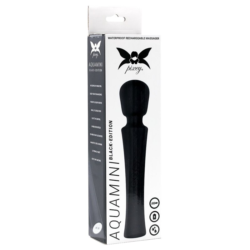 Pixey Aquamini - mini wand vibrátor (fekete) 140101 termék bemutató kép