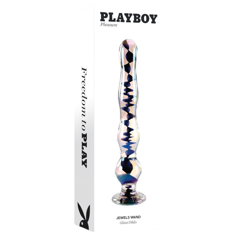 Playboy Jewels - hullámos üveg dildó (átlátszó) 106935 termék bemutató kép