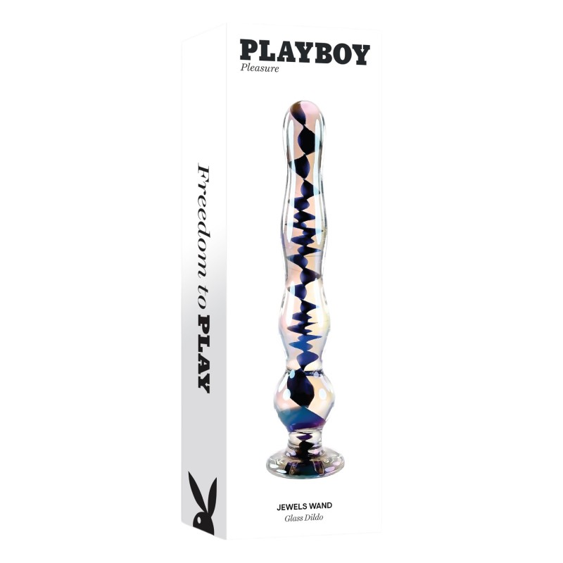 Playboy Jewels - hullámos üveg dildó (átlátszó) 95339 termék bemutató kép