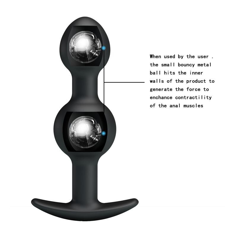 Pretty Love - belső golyós anál dildó (fekete) 93561 termék bemutató kép