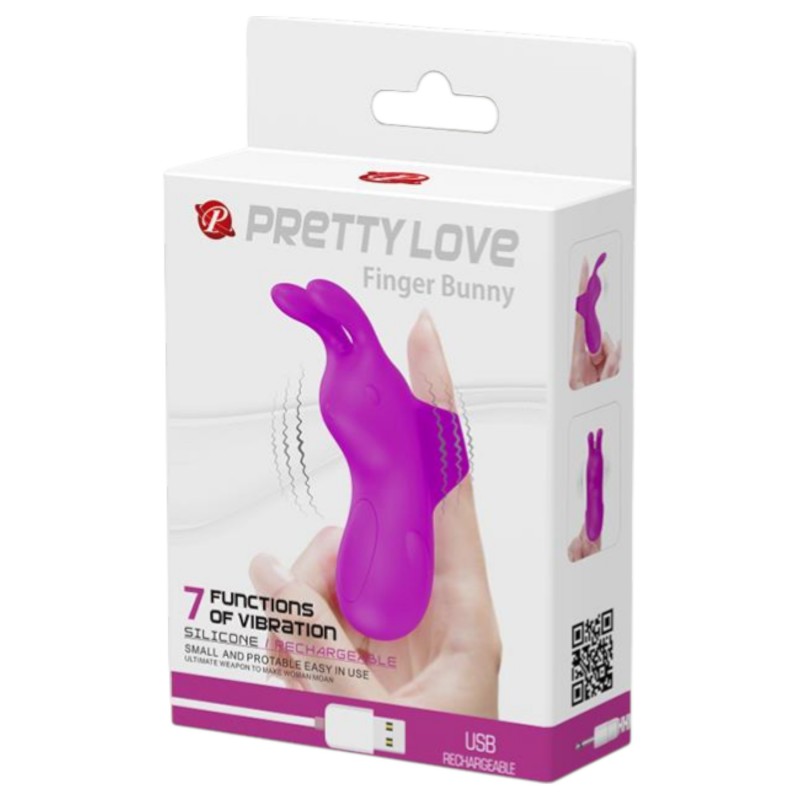 Pretty Love Bunny - nyuszis csiklóizgató ujjvibrátor (lila) 163910 termék bemutató kép
