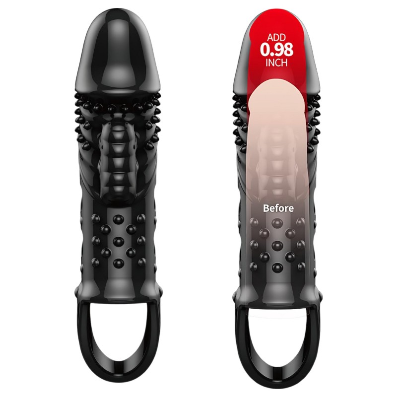 Pretty Love Cecelia - heregyűrűs, vibrációs péniszköpeny (fekete) 120403 termék bemutató kép