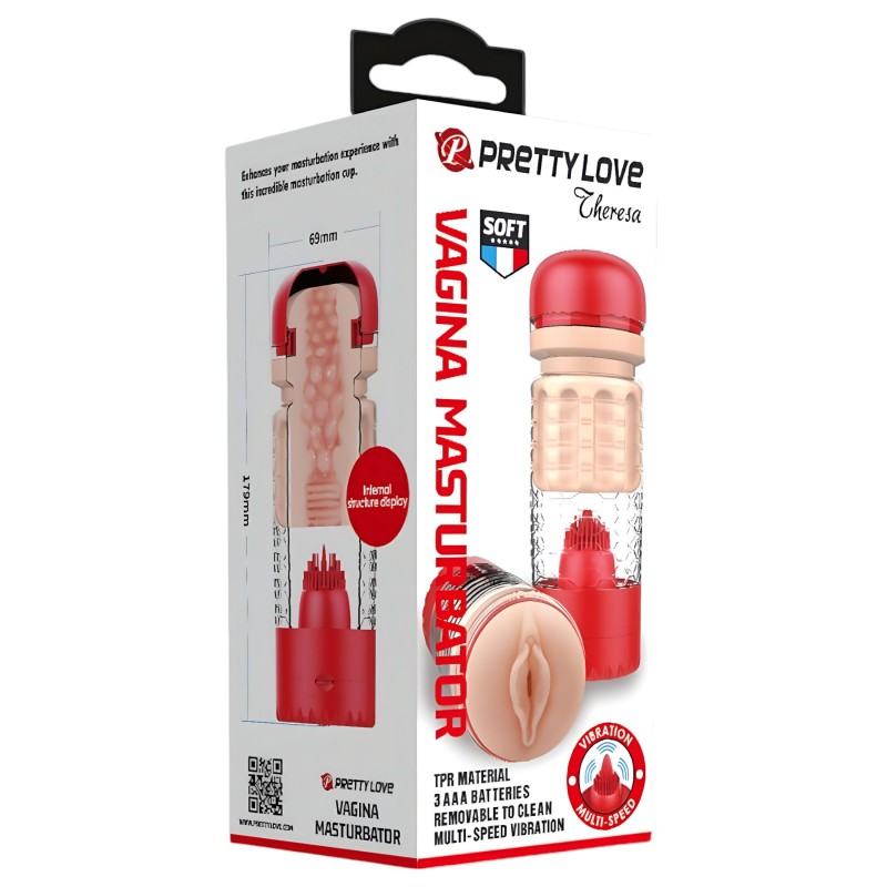 Pretty Love Emily - művagina maszturbátor férfiaknak (piros) 162819 termék bemutató kép