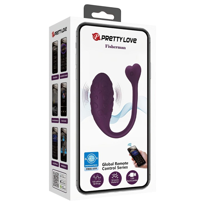 Pretty Love Fisherman - App-vezérelt vibrációs tojás (lila) 147477 termék bemutató kép
