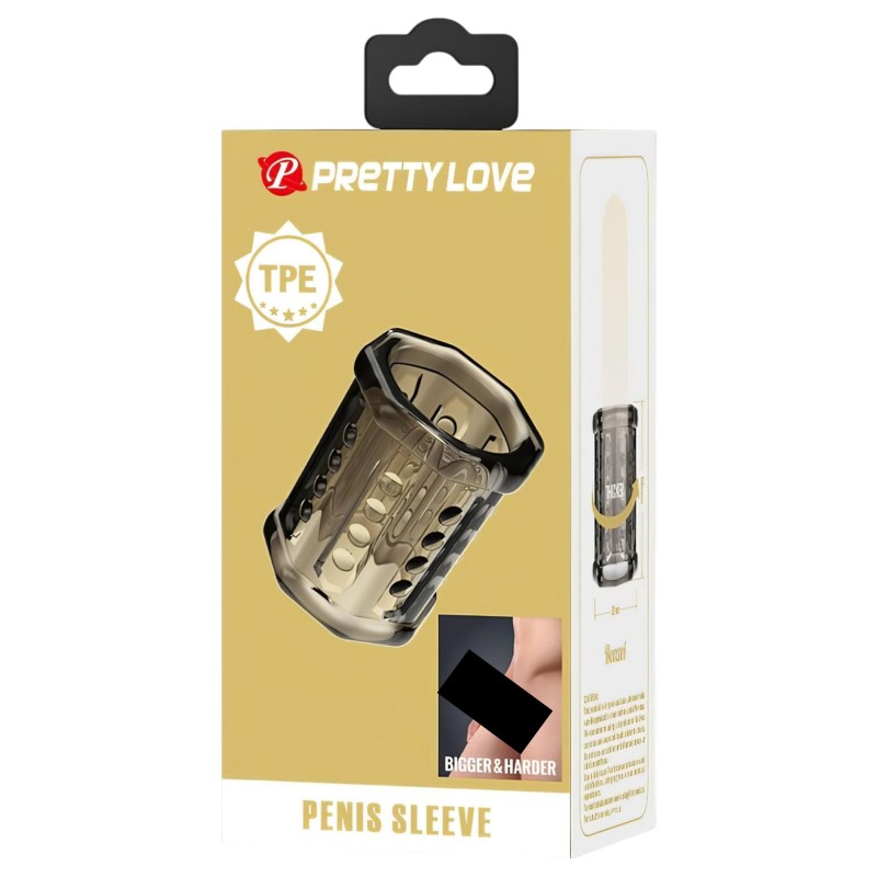 Pretty Love Ronael - bordázott péniszköpeny férfiaknak (fekete) 152712 termék bemutató kép