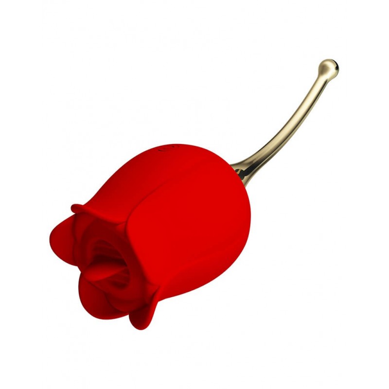 Pretty Love Rose Lover - nyelves 2in1 csikló vibrátor (piros) 71559 termék bemutató kép