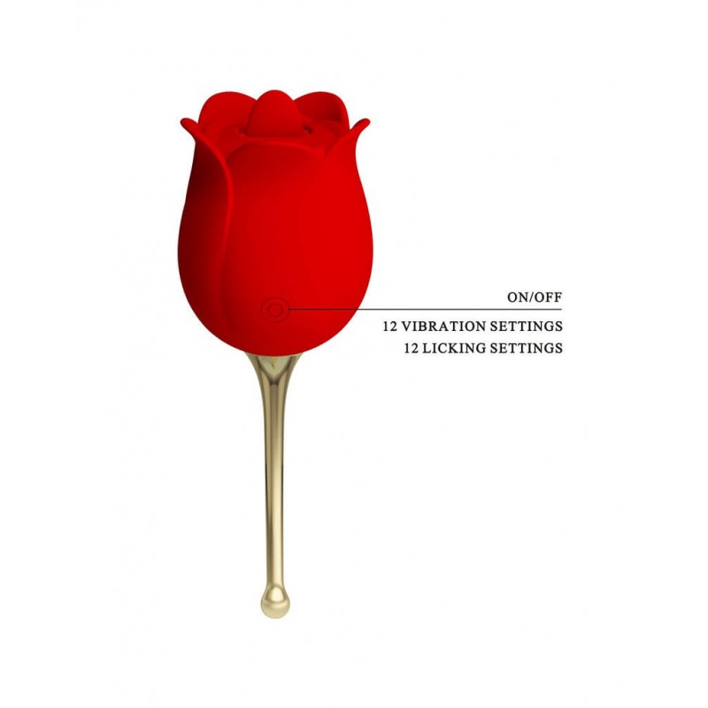Pretty Love Rose Lover - akkus, nyelves 2in1 csiklóvibrátor (piros) 71562 termék bemutató kép