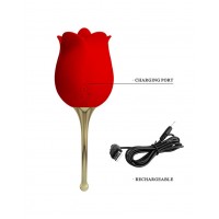 Pretty Love Rose Lover - akkus, nyelves 2in1 csiklóvibrátor (piros) 71563 termék bemutató kép