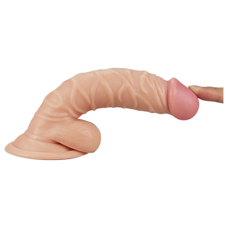 Real Extreme - tapadókorongos, herés G-pont dildó - 19 cm (testszínű) 137058 termék bemutató kép