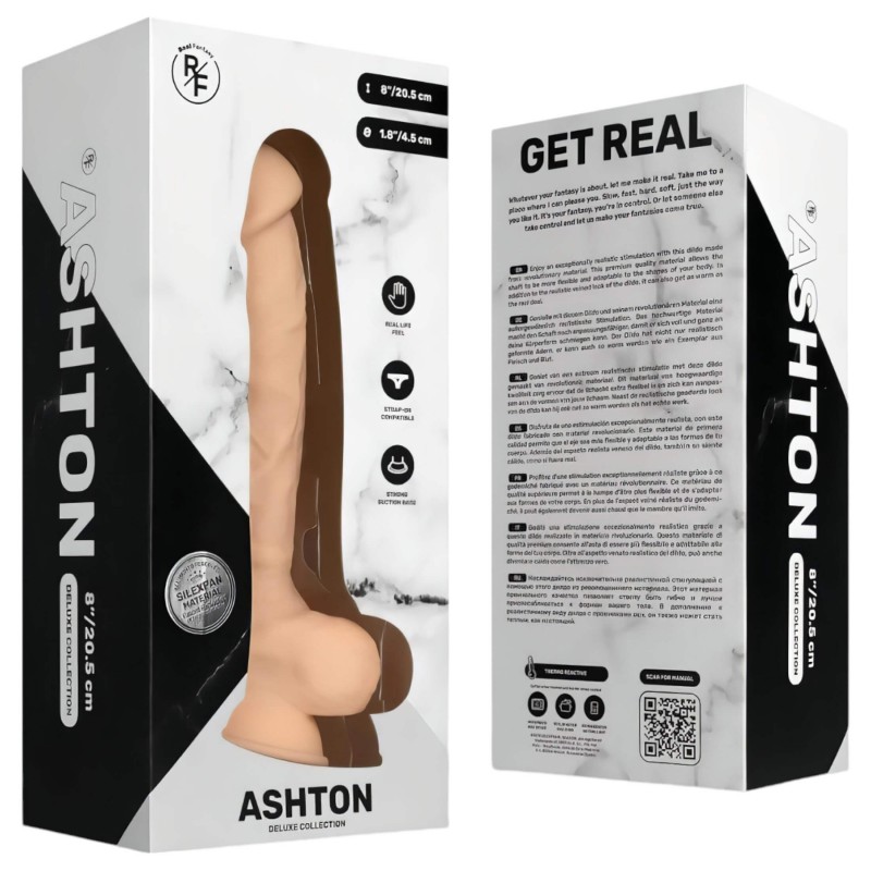 Real Fantasy Ashton - herés, élethű dildó - 20,5 cm (natúr) 134990 termék bemutató kép