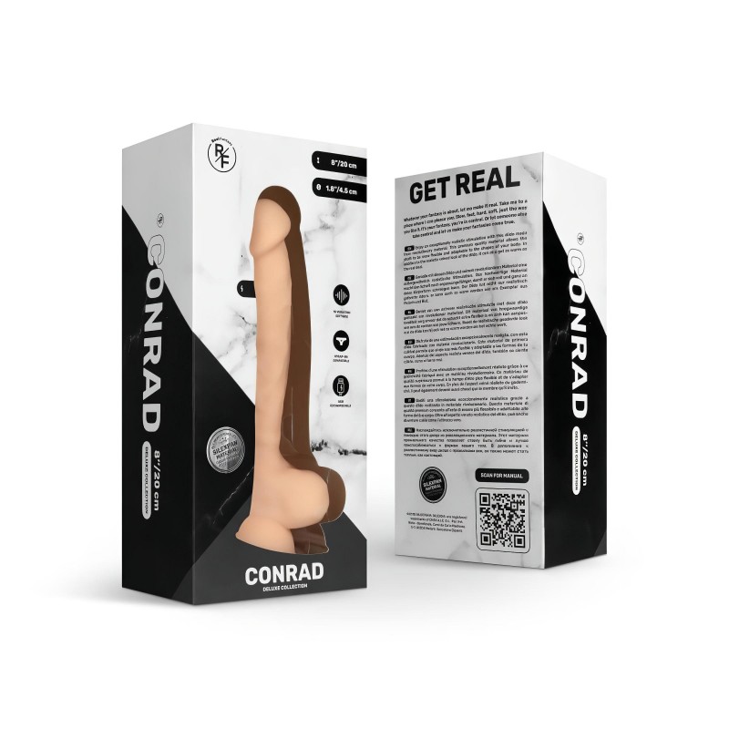 Real Fantasy Conrad - tapadókorongos vibrátor - 20 cm (testszínű) 141478 termék bemutató kép