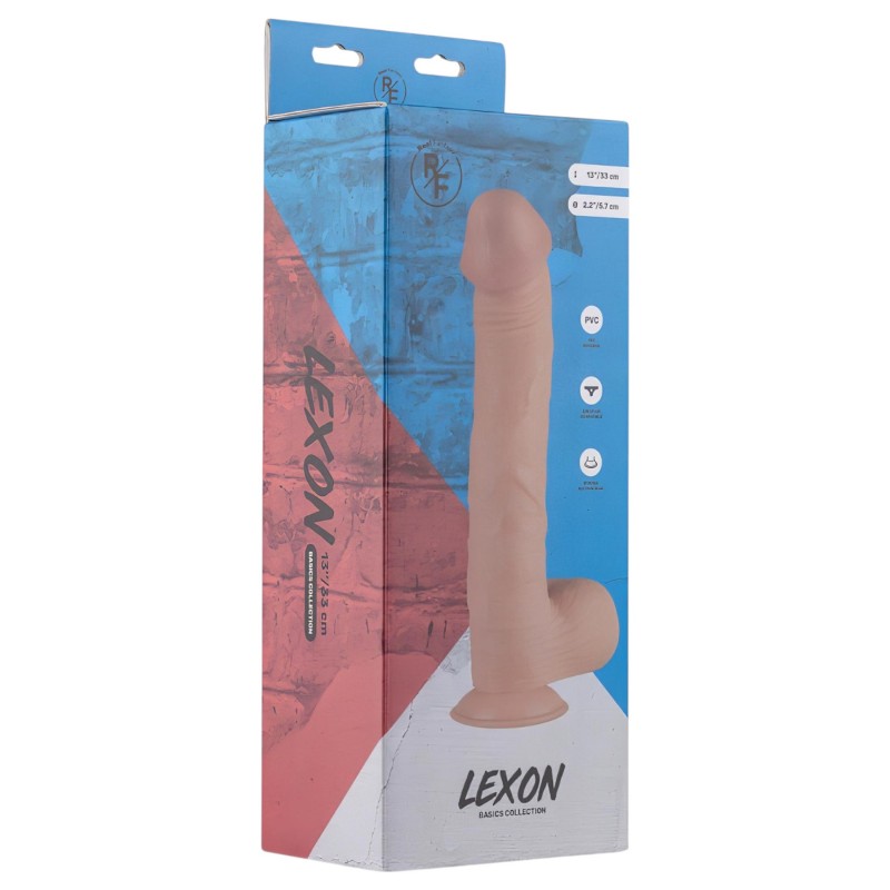 Real Fantasy Lexon - testszínű herés élethű dildó (33 cm) 165155 termék bemutató kép