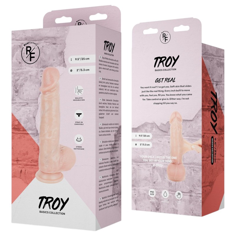 Real Fantasy Troy - élethű dildó mozgó bőrrel (testszínű) - 25 cm 153876 termék bemutató kép