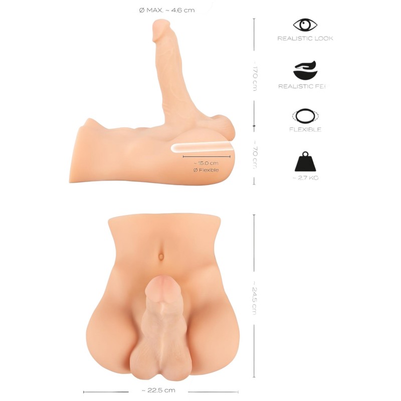 realistixxx Deluxe Man 02 - élethű férfi torzó maszturbátor (testszínű) 163101 termék bemutató kép