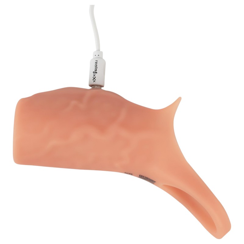 Realistixxx - nyitott, vibrációs péniszköpeny (natúr) 119022 termék bemutató kép