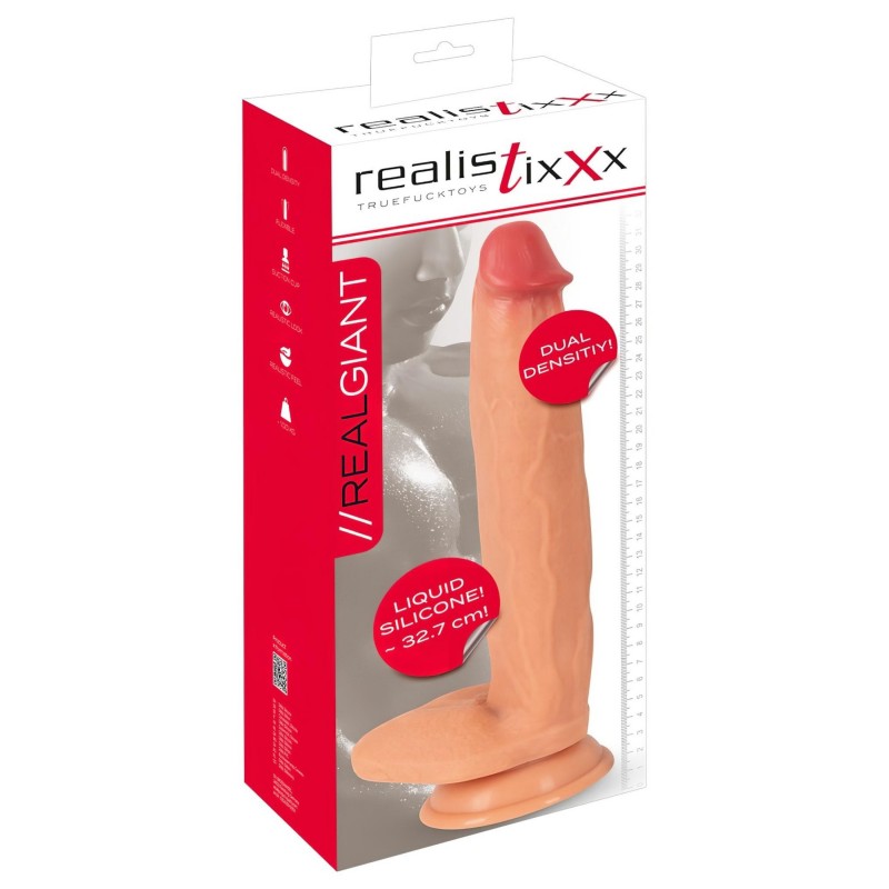 Realistixxx Real Giant - extra nagy, herés dildó (natúr) 120593 termék bemutató kép
