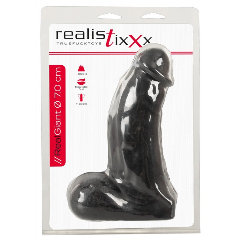Realistixxx Real Giant - herés dildó - 22 cm (fekete) 93178 termék bemutató kép
