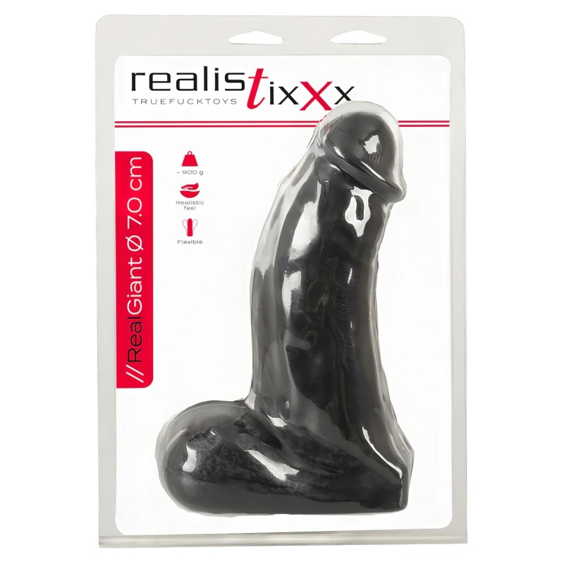 Realistixxx Real Giant - herés dildó - 22 cm (fekete) 102699 termék bemutató kép