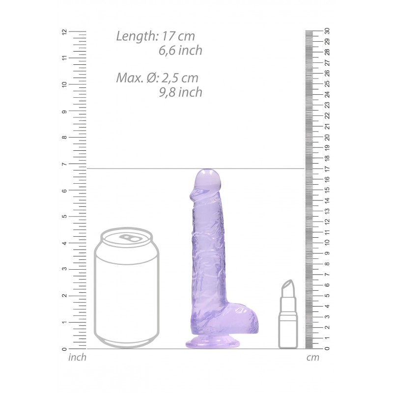 RealRock - átlátszó élethű dildó (lila, 15 cm) 131553 termék bemutató kép