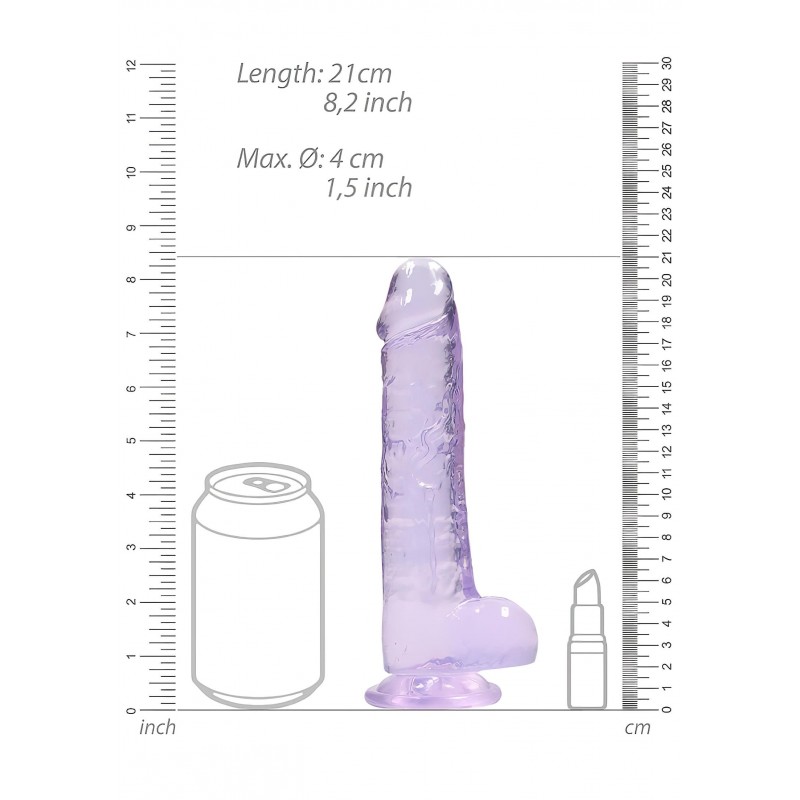 RealRock - átlátszó élethű dildó - lila (19cm) 107231 termék bemutató kép