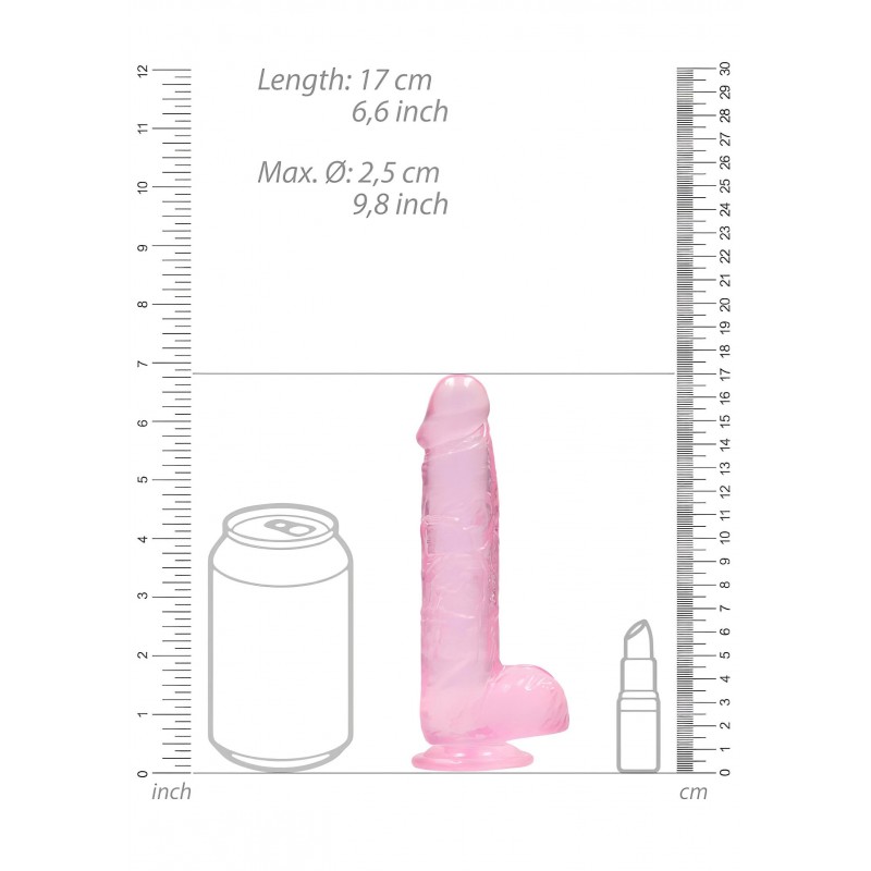 RealRock - átlátszó élethű dildó (pink, 15 cm) 131457 termék bemutató kép