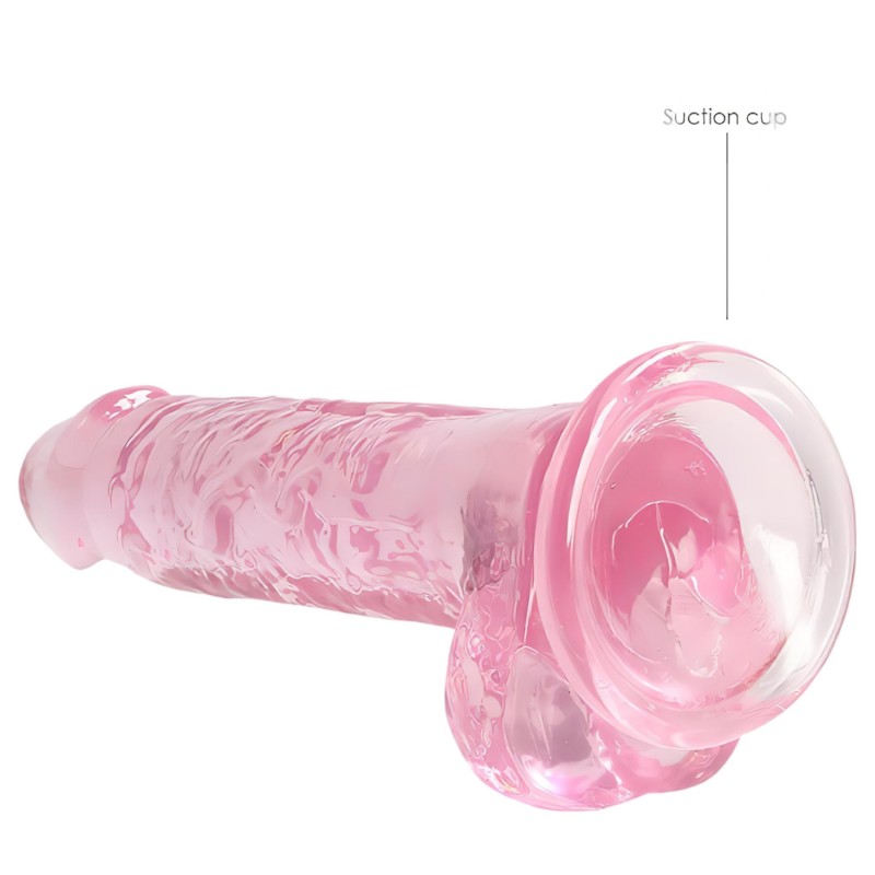 RealRock - átlátszó élethű dildó - pink (17cm) 107343 termék bemutató kép