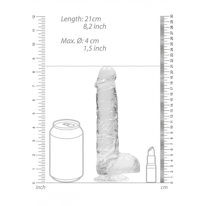 RealRock - átlátszó élethű dildó - átlátszó (19cm) 107381 termék bemutató kép