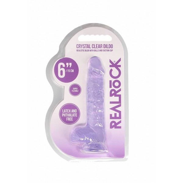 RealRock - átlátszó élethű dildó - lila (15cm)