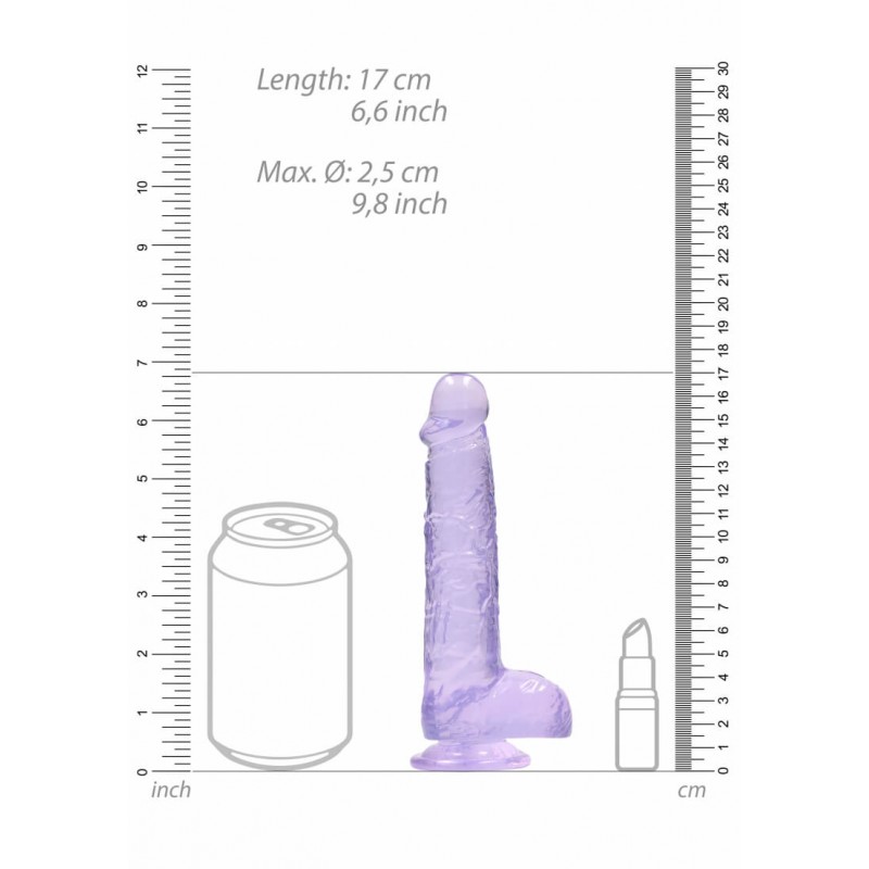 RealRock - átlátszó élethű dildó - lila (15cm) 47714 termék bemutató kép