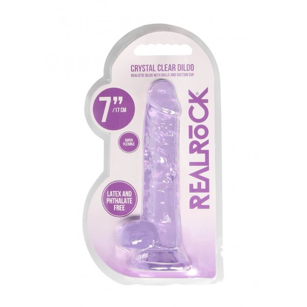 RealRock - átlátszó élethű dildó - lila (17cm)
