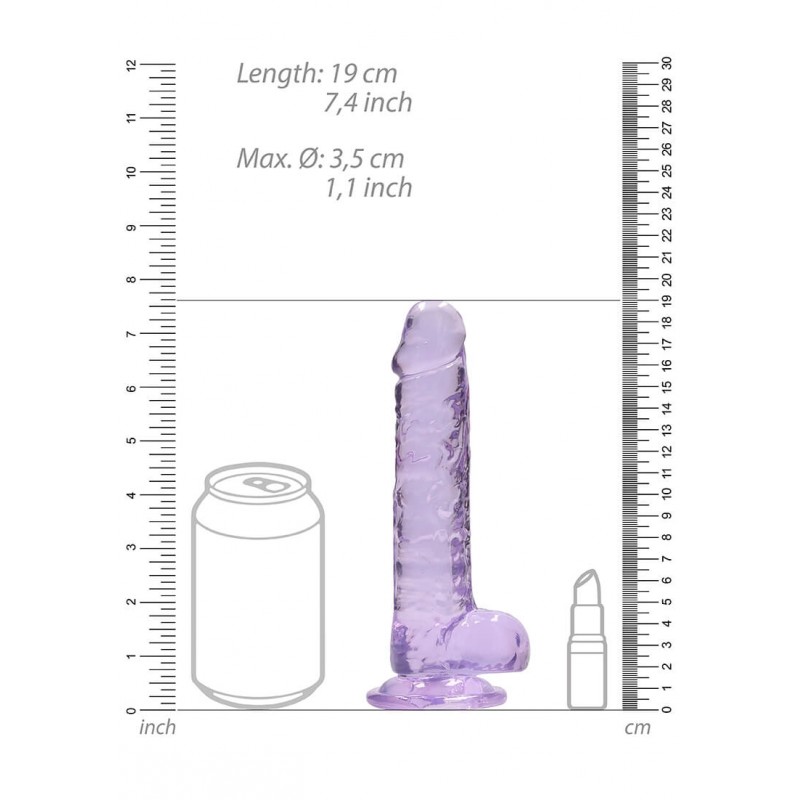 RealRock - átlátszó élethű dildó - lila (17cm) 47735 termék bemutató kép