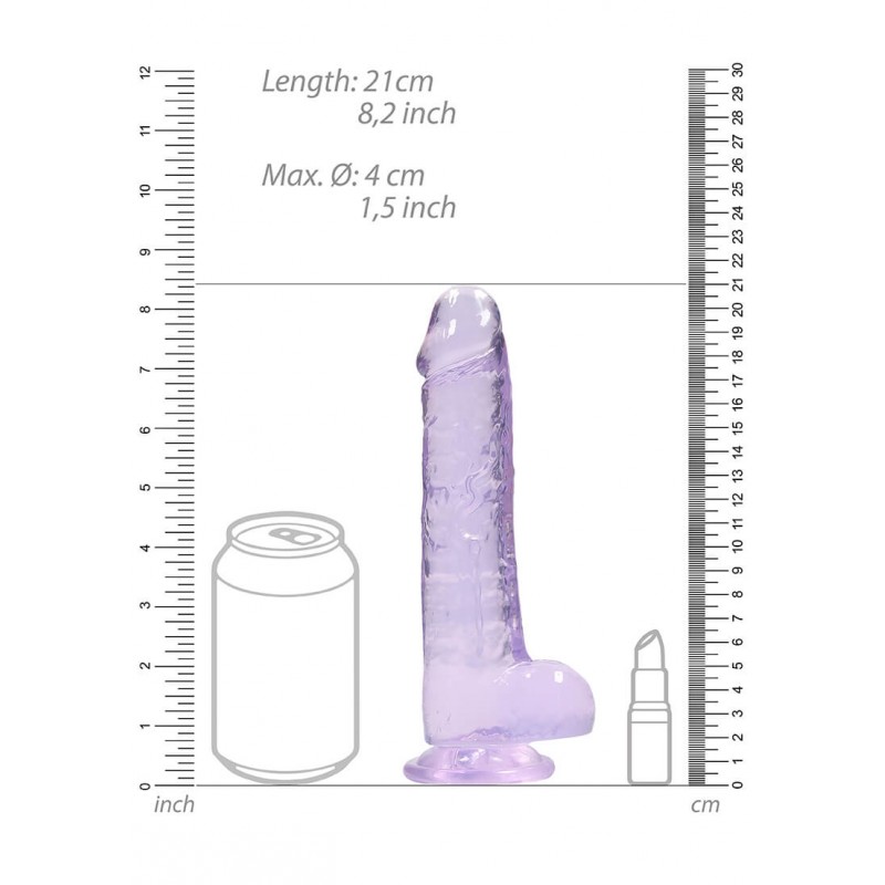 RealRock - átlátszó élethű dildó - lila (19cm) 47756 termék bemutató kép