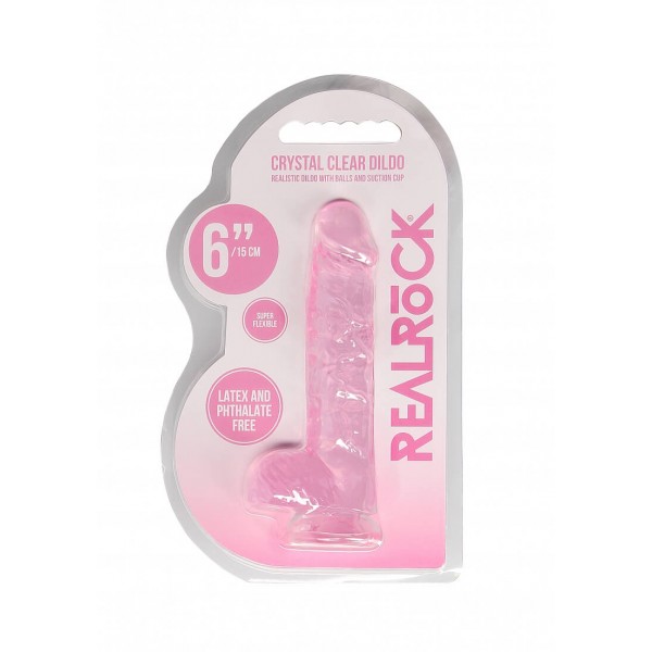 RealRock - átlátszó élethű dildó - pink (15cm)