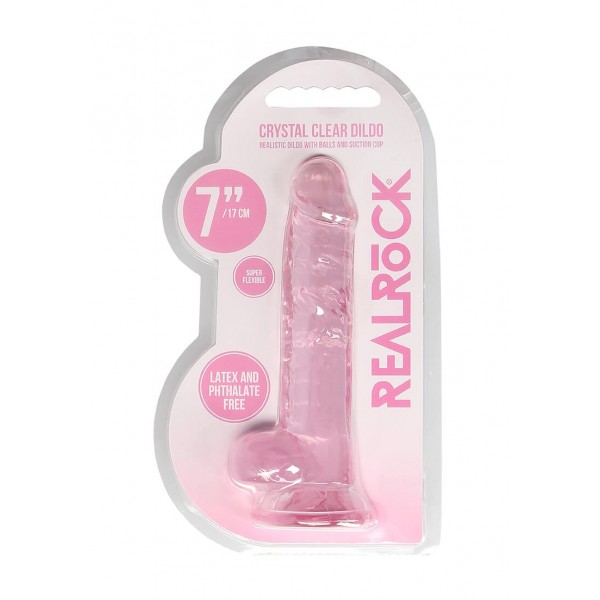 RealRock - átlátszó élethű dildó - pink (17cm)
