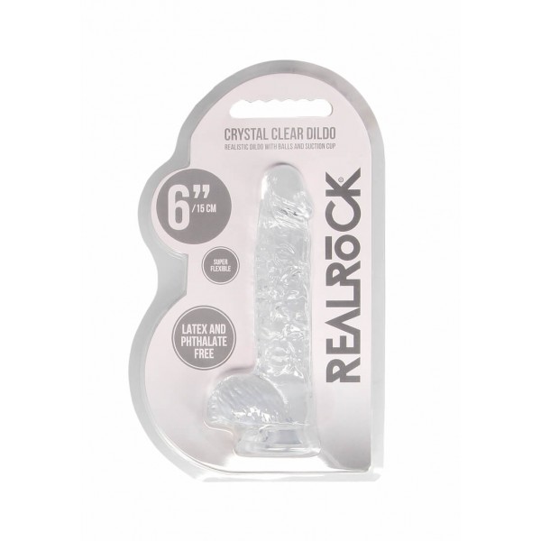 RealRock - átlátszó élethű dildó - átlátszó (15cm)