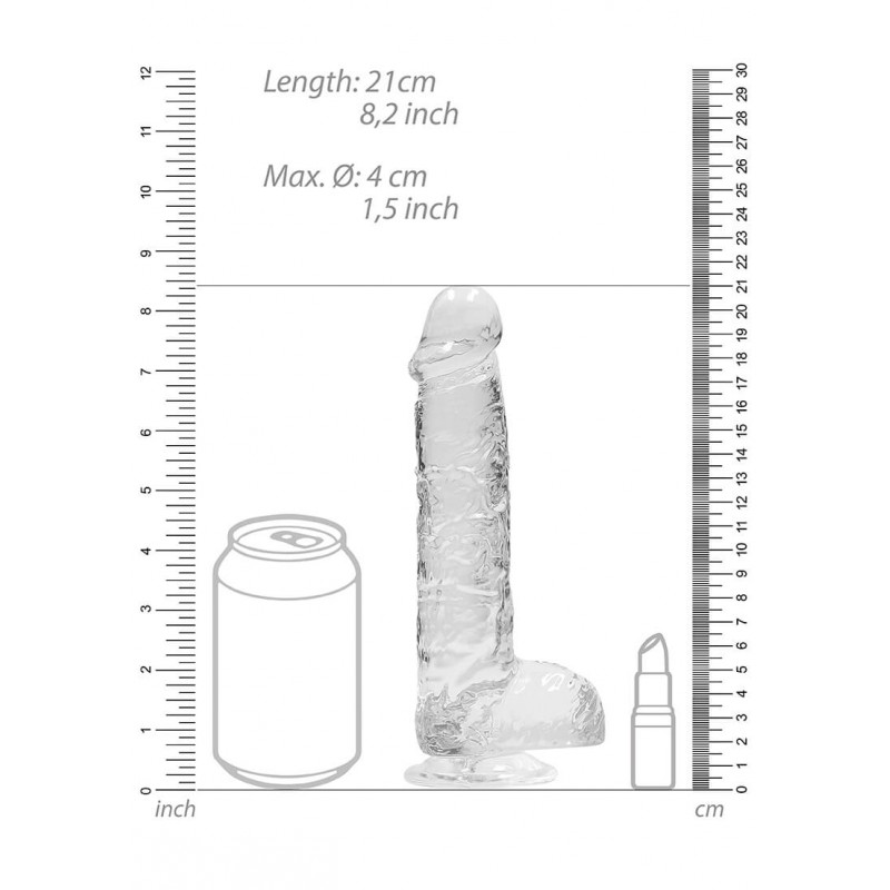 RealRock - átlátszó élethű dildó - átlátszó (19cm) 47763 termék bemutató kép