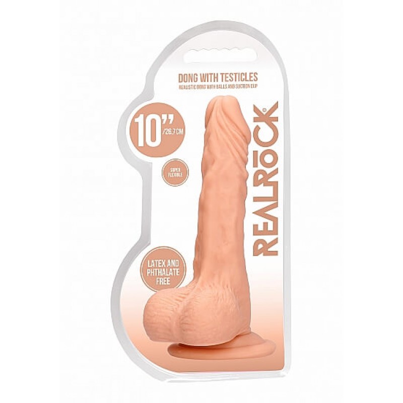 RealRock Dong 10 - élethű, herés dildó (25cm) - natúr 59366 termék bemutató kép