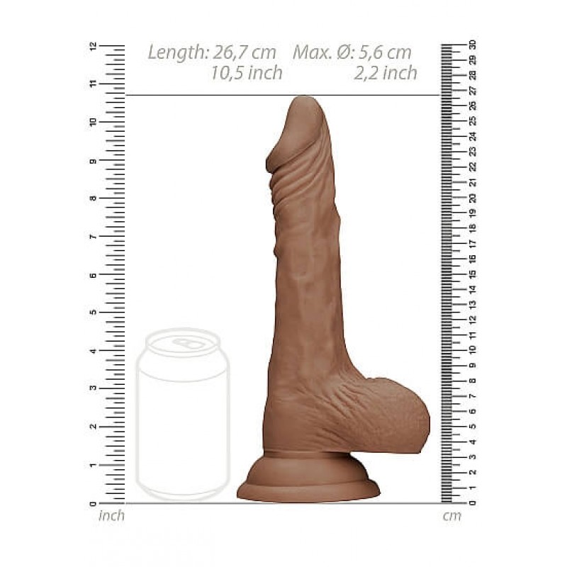 RealRock Dong 10 - élethű, herés dildó (25cm) - sötét natúr 85552 termék bemutató kép