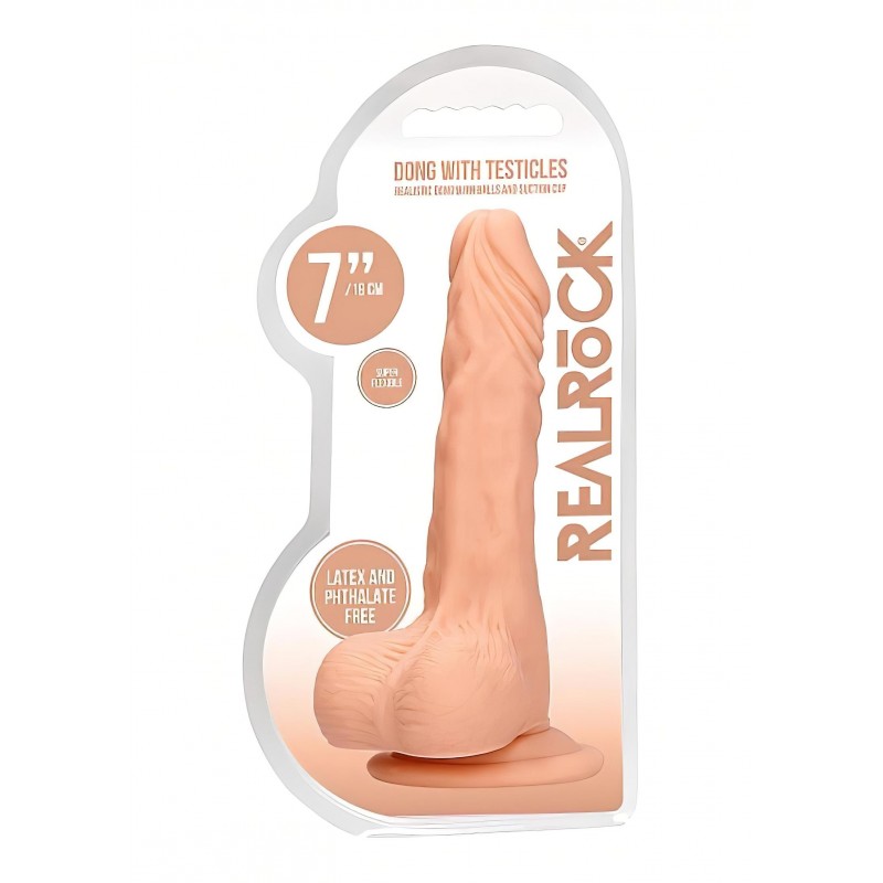 RealRock Dong 7 - élethű, herés dildó (17 cm, natúr) 131751 termék bemutató kép