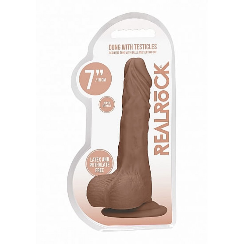 RealRock Dong 7 - élethű, herés dildó (17cm) - sötét natúr 85497 termék bemutató kép