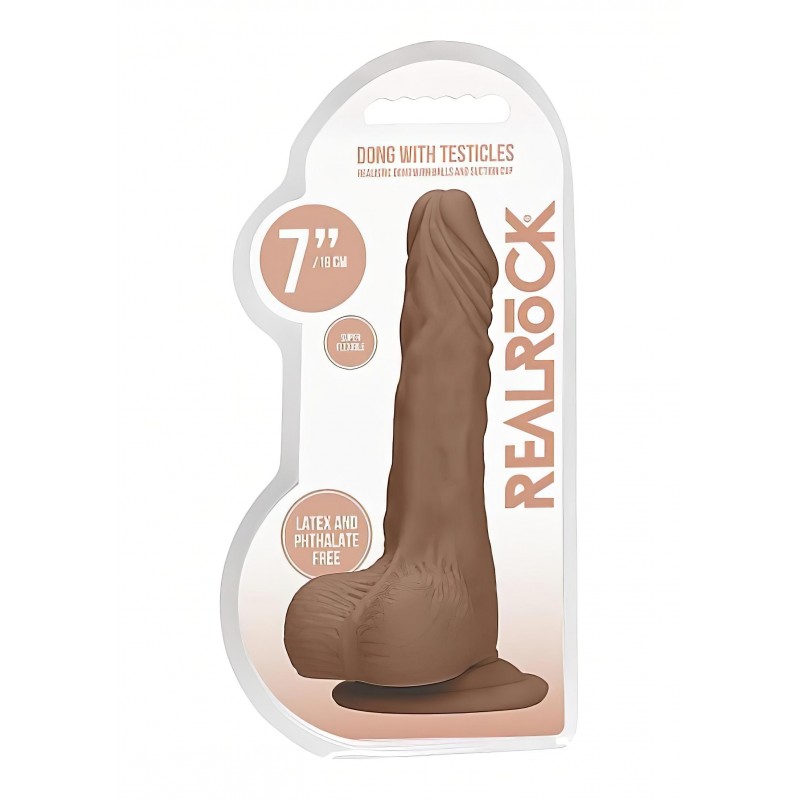 RealRock Dong 7 - herés élethű dildó (sötét natúr, 17 cm) 160074 termék bemutató kép