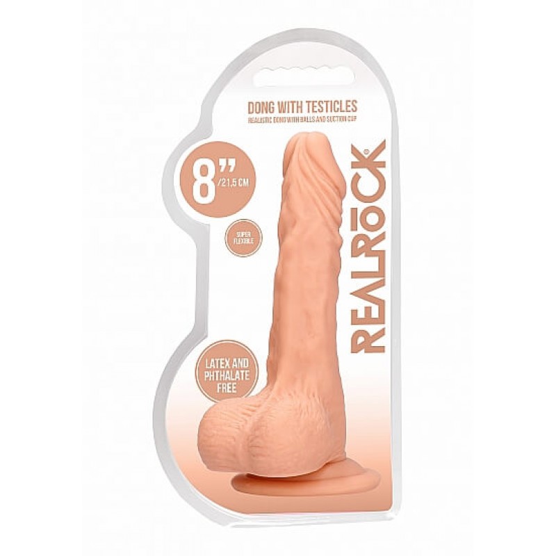 RealRock Dong 8 - élethű, herés dildó (20cm) - natúr 53670 termék bemutató kép