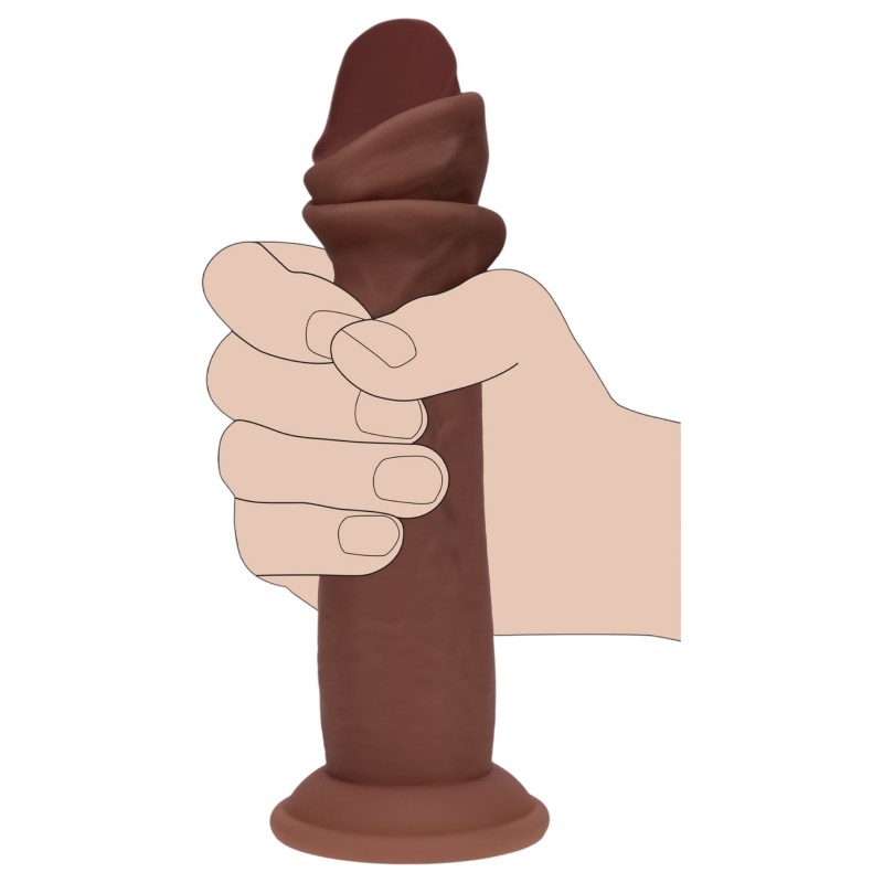 RealRock - dupla sűrűségű élethű dildó (barna) - 15,5 cm 149914 termék bemutató kép