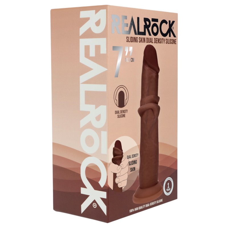 RealRock - dupla sűrűségű élethű dildó (barna) - 18,5 cm 149937 termék bemutató kép