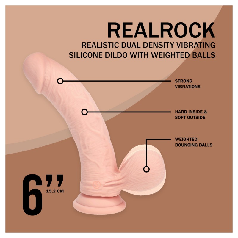 RealRock - dupla sűrűségű élethű vibrátor (testszínű) - 15 cm 149885 termék bemutató kép
